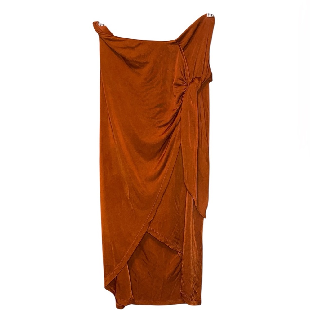 Maeve Anthropologie Terracotta Draped Midi Skirt Silk Blend Boho Small - Picture 3 of 8
